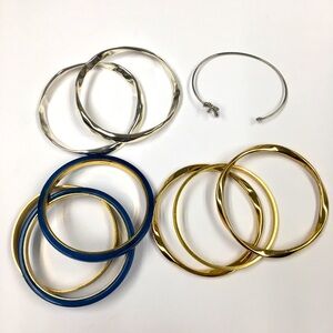 J Crew Bangle Bracelet Bundle Gold Silver Tone Blue